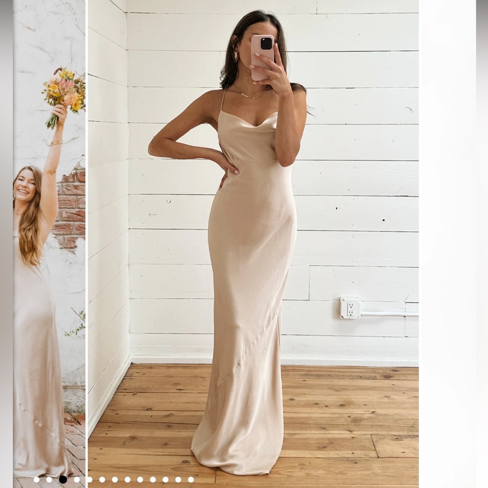 Show Me Your MuMu Tuscany Maxi Slip Dress in Champagne Luxe Satin